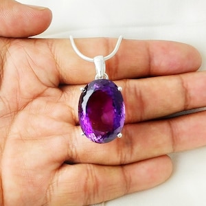 Natural Amethyst Pendant* 925 Sterling Silver* AAA Quality Amethyst* Crystal Pendant*  Healing Stone* Gift for Her* February Birthstone