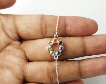 7 Chakra Bracelet , Chakra Bracelet , Silver chakra bracelet  , 92.5 Sterling Silver jewelry
