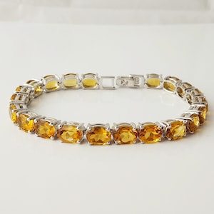 Natutal Citrine Bracelet, Citrine Bracelet, Silver Citrine Bracelet, Tennis Bracelet, 925 Sterling Silver, UNHEATED Citrine Bracelet