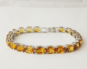 Natutal Citrine Bracelet, Citrine Bracelet, Silver Citrine Bracelet, Tennis Bracelet, 925 Sterling Silver, UNHEATED Citrine Bracelet