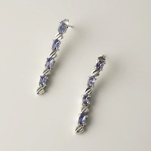 Tanzanite Earrings* 925 Silver Earrings* Tanzanite Stud Earrings* Solitaire Studs* Genuine Real Natural Tanzanite Earrings* December Earring