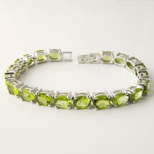 Natural Peridot Bracelet* 925 Silver Bracelet* Tennis Bracelet* August Birthstone* Peridot Jewelry* Gemstone Bracelet* Gift For Her