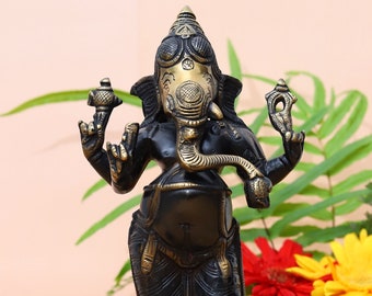 Ganesha Statue, Brass Ganesha Statue, 25.5 CM, Standing Ganesha Statue, Hindu Elephant God Deity, Good Luck Gift for New Beginnings