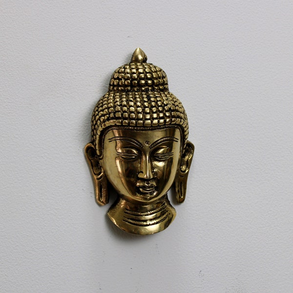 Buddha Wall Hanging * 13 Cm Lord Buddha Mask * Brass Bust Buddha Mask Hanging * Unique Vintage Wall Hanging Decor Buddha Face *For Yoga hall