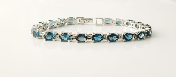 Blue Topaz Genuine Bracelet ~ 7 Inches ~ 12mm Squared Beads - TheGlobalStone