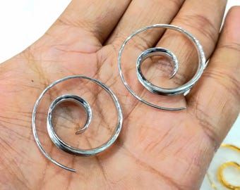 Spiral Earrings Silver, Gold Spiral Earrings Spiral Hoop Earrings, Handmade 925 Sterling Silver Spiral Hoop Earrings