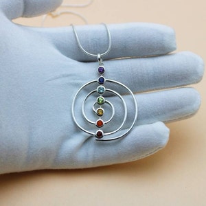 7 Chakra Pendant, Chakra Pendant, Seven Chakra Pendant, 7 Chakra Spiral Necklace, 925 Sterling Silver