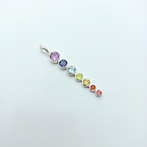 7 Chakras Stone Pendant* 925 Sterling Silver* Healing Handmade Pendant Necklace Jewelry With Natural Chakra Stone* Healing Yoga Jewelry