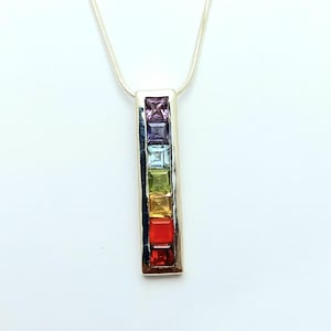 7 Chakras Stone Pendant* 925 Sterling Silver* Healing Handmade Pendant Necklace Jewelry With Natural Chakra Stone* Healing Yoga Jewelry