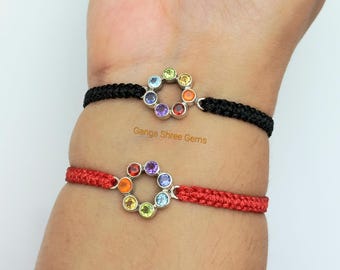 7 Chakra Bracelet , Chakra Bracelet , Silver chakra bracelet  , 92.5 Sterling Silver jewelry