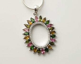 Natürlicher Multi Color Turmalin Anhänger * 925 Silber Anhänger * Oktober Geburtsstein * Wassermelonen Turmalin * Turmalin Schmuck * Geschenk für Sie