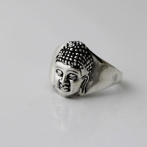 Anel de Buda, anel de prata feito à mão, anel feito à mão, anel tibetano