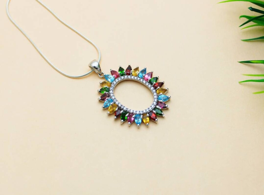Multicolor - GS Stone Embedded Pendant Necklace 23