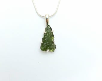 Moldavite Necklace, Genuine Moldavite Crystal, Raw Moldavite,Authentic Moldavite, Moldavite Chips, Certified A-Grade Moldavite Pendant