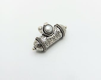 Kavacha - Pingente JANTAR, Colar Amuleto de Proteção, Sterling 925, Pingente Kavacha em Prata, Pingente Caixa Mantra