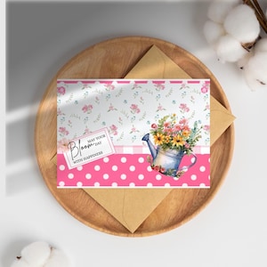 Tarjeta de cumpleaños con diseño floral imprimible A5 Descarga digital PDF instantáneo Enviar por correo electrónico o imprimir en casa