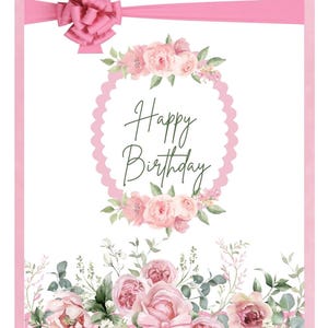 Tarjeta de cumpleaños con diseño floral imprimible A5 Descarga digital PDF instantáneo Enviar por correo electrónico o imprimir en casa