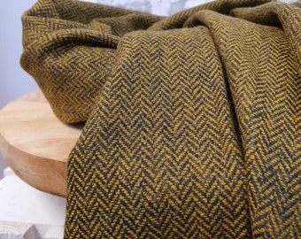 Hosenstoff Fischgrat Senfgelb