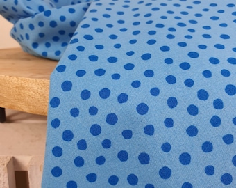 Westphalie Tissus Coton Tissu Jeune Ligne Grands Dots Bleu Clair