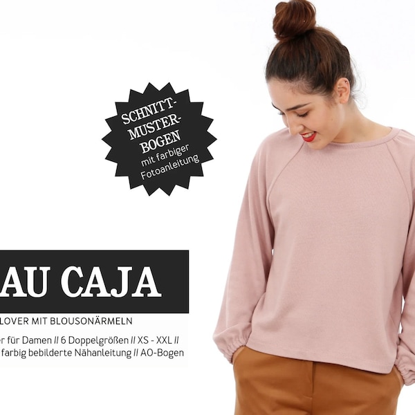 Studio Schnittreif Schnittmuster FRAU CAJA Raglanpullover mit Blousonärmeln