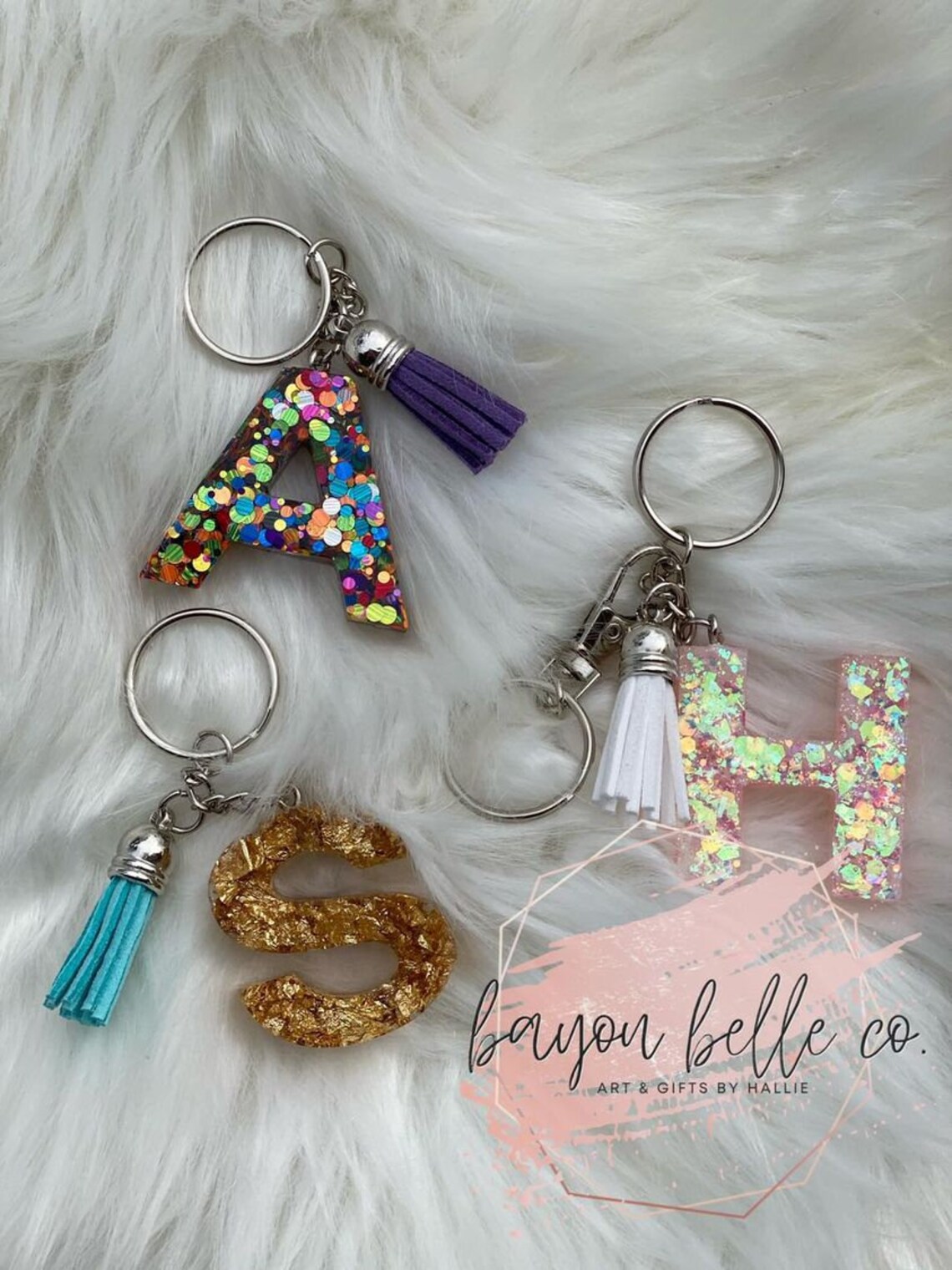 Initial Keychain with Tassel / Resin Initial Keychain / Letter Etsy