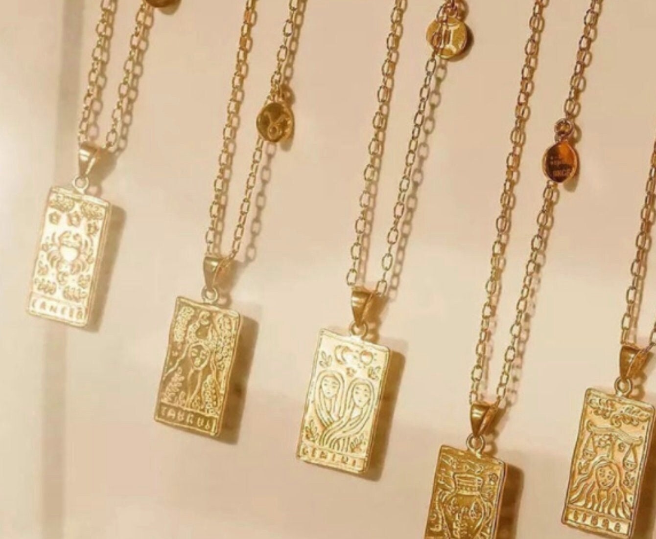 18k Gold Plated Custom Zodiac Necklace Square Zodiac Pendant Etsy