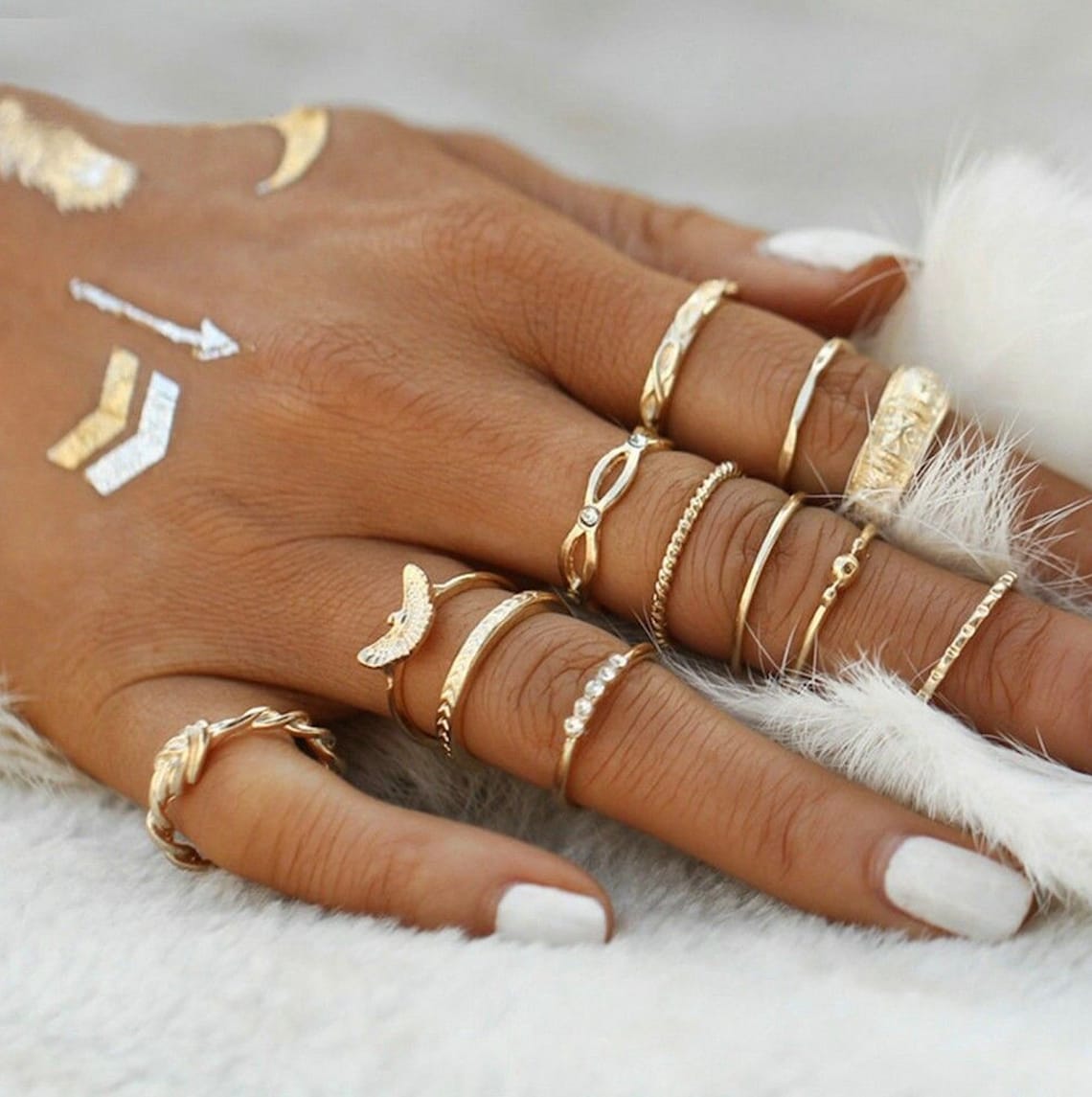 Gold boho Ring Set 12pc Ring Bundle Boho Ring Sets Etsy