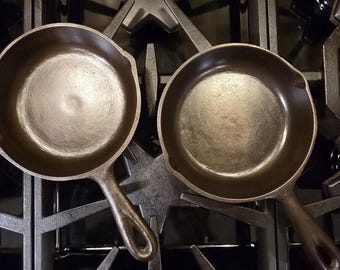 Restaurierte BSR Gusseisenpfannen - Zwei 6,5-Zoll-Mid-Century-Frühstückspfannen