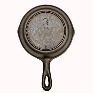 Vintage unmarkierte Gießpfanne #3 aus Gusseisen • 3-Notch Heat Ring • Restauriert und sofort einsatzbereit