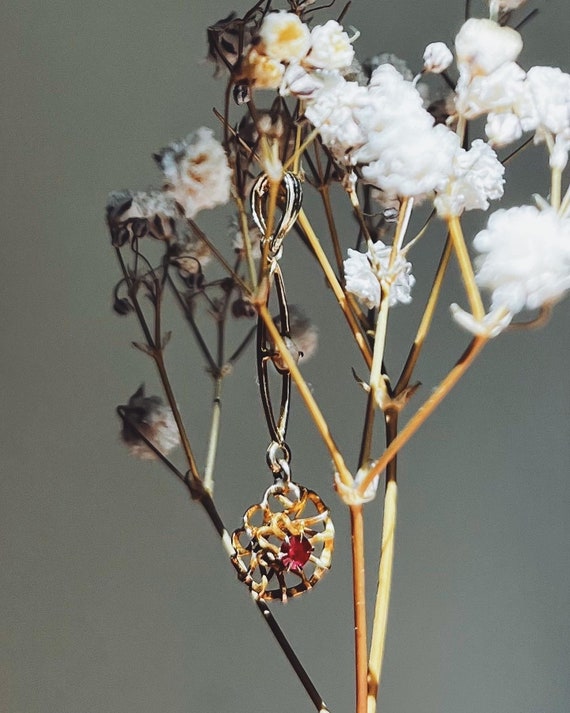 Victorian Ruby & Pearl 10k Lavaliere - image 2