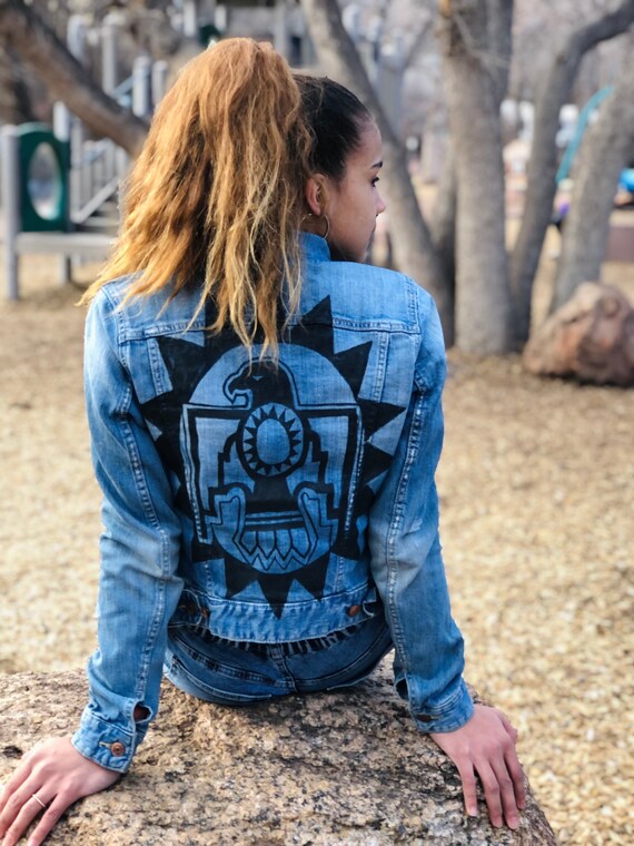 EAGLE Hand Painted Jean Jacket - Etsy