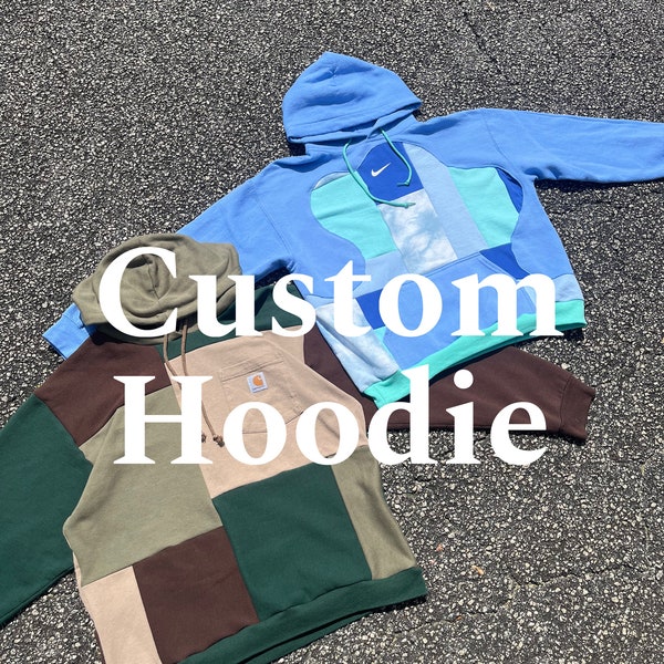 Custom reworked patchwork hoodie / custom crewneck // Merch // Band // Logos // Tailgate // College // Sports