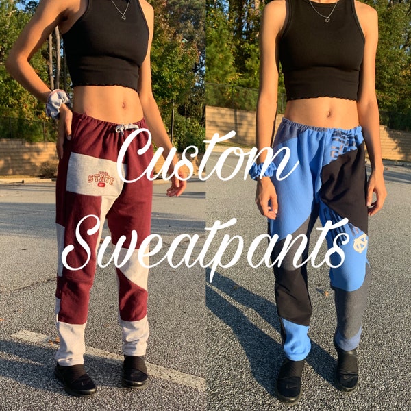 Custom color patchwork sweatpants // Merch // Band // Logos // Tailgate // College // Sports