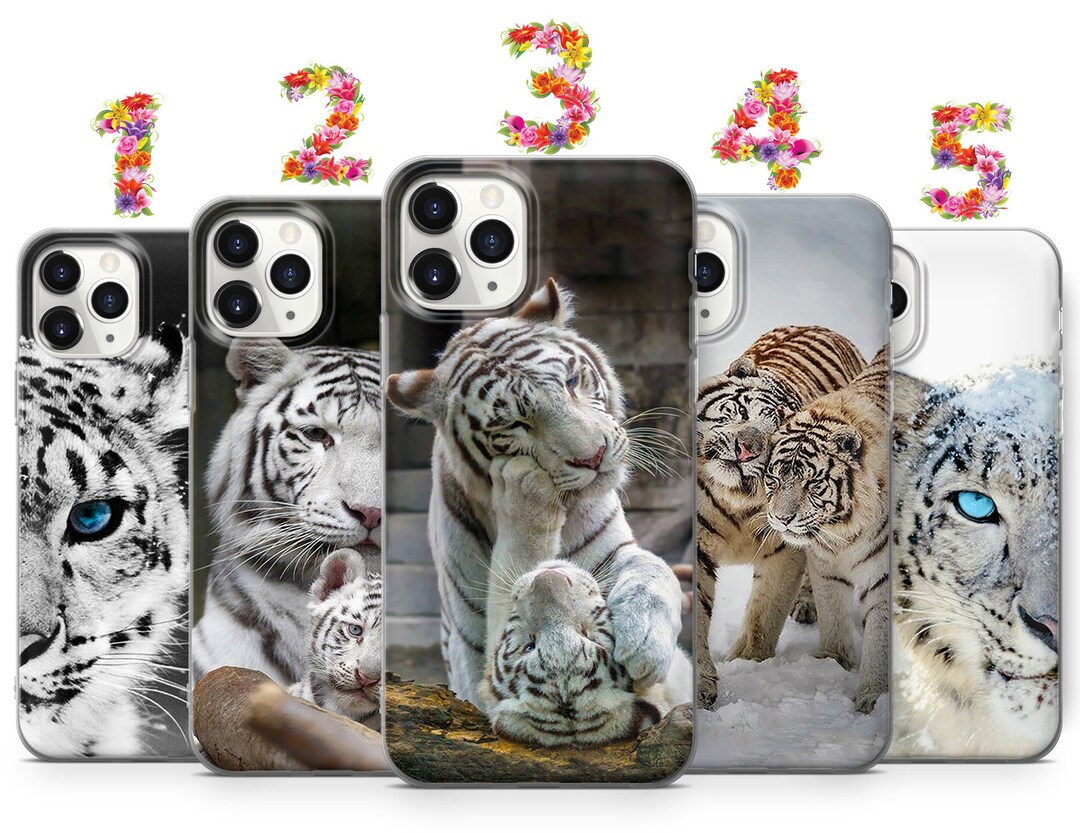 White Tiger Phone Case for iPhone 14 13 12 11 Xr Xs X Samsung S23 S22