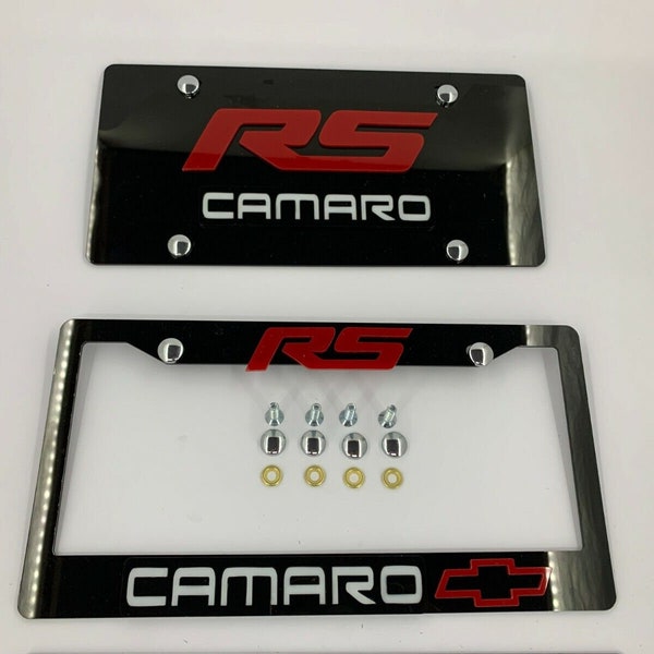 CAMARO RS License Plate Frame 2xpcs Set Tag COVER Front&Rear fits universal