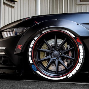 Rotulación de neumáticos compatible con FORD MUSTANG Rotulación de neumáticos universal Calcomanías adhesivas para neumáticos Pneu de TODOS los tamaños -Envío rápido-