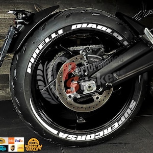 Motorcycle Tire Lettering DiABLO Tyre lettering SUPERCORSA Stickers Permanent Decal SET -Fast Shipping-