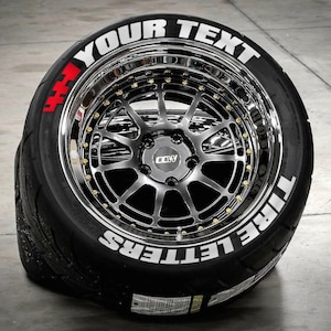 Customized Tire Lettering CUSTOM Wording Tyre Decal Create Your Own Sticker fits 14&quot;-24&quot; Full Set for all 4 Tyre Sticker - Express Shipping