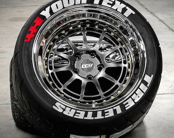 Customized Tire Lettering CUSTOM Wording Tyre Decal Create Your Own Sticker fits 14&quot;-24&quot; Full Set for all 4 Tyre Sticker - Express Shipping