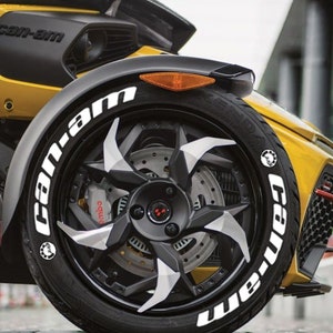Tire Lettering RYKER SPYDER Can Am raised Tyre Sticker fits 15"-17"Set for 3 Tyres letters Permanent universal fitment -EXPRESS Shipping