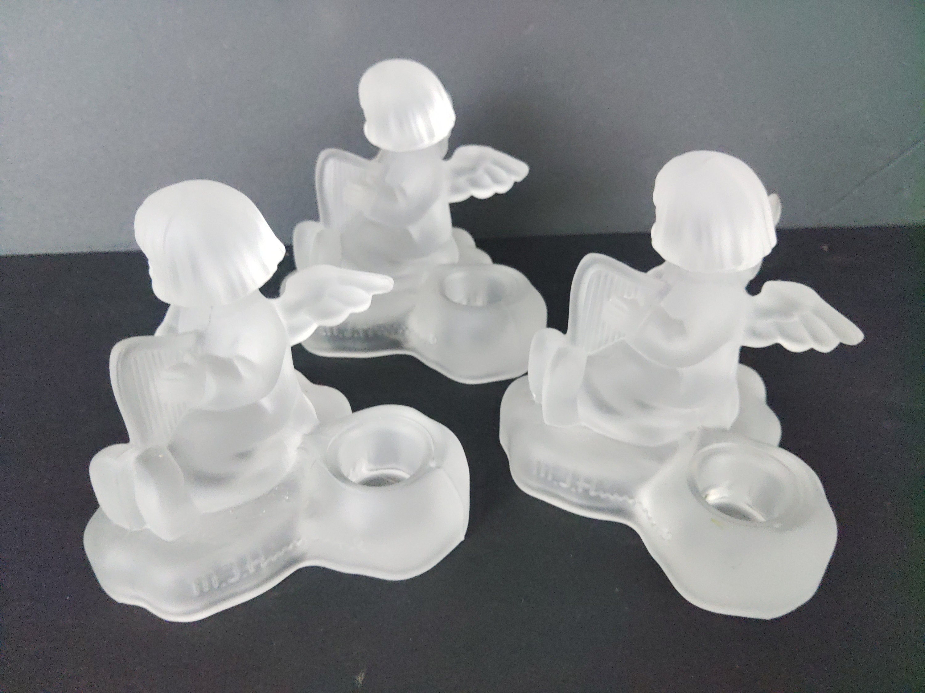 Leaded Crystal Angel Candle Holder, MJ Hummel for Avon 1995. son of