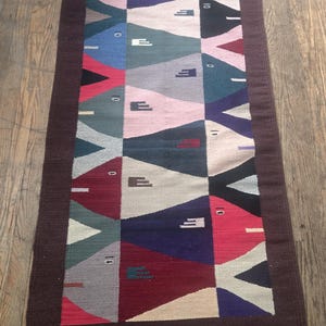 Authentic Zapotec Wool Rug, School of Fish, Mexican Folk Art, Hand Made, Vintage Rug, Mexican Folkloric Handicrafts/Art
