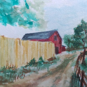 Jack Balas Original Watercolor Country Landscape Famous Artist JACK BALAS Framed Signed1972 Evergreen Park IL. Mid Century Modern