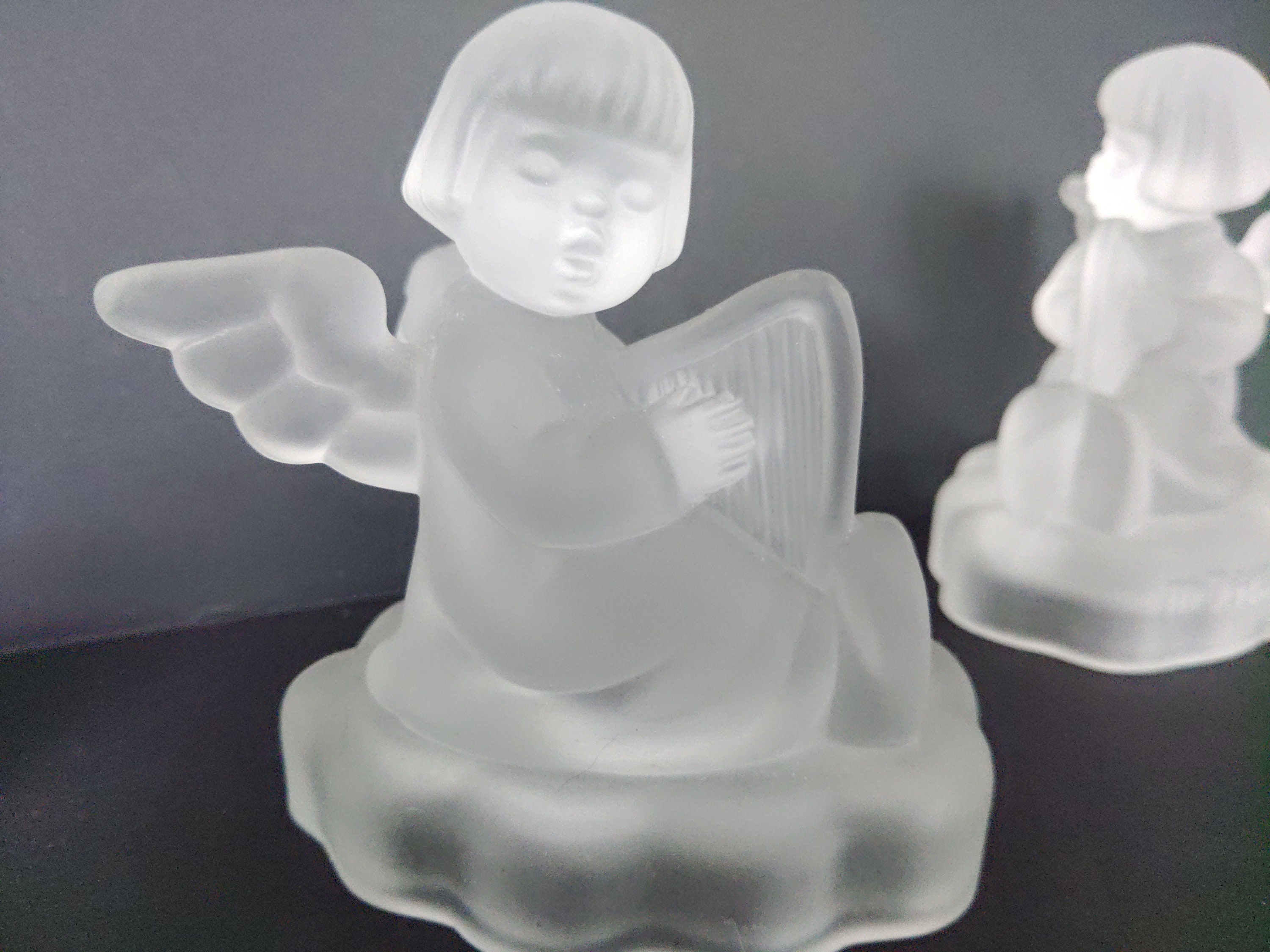 Leaded Crystal Angel Candle Holder, MJ Hummel for Avon 1995. son of