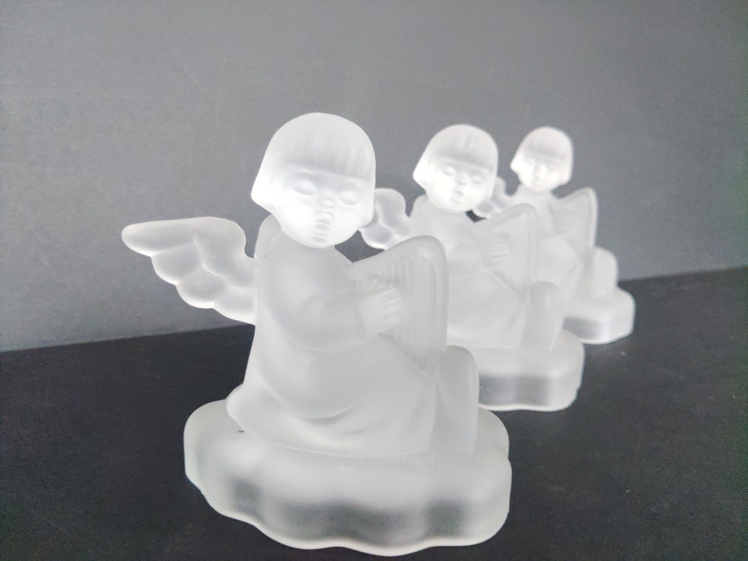 Leaded Crystal Angel Candle Holder, MJ Hummel for Avon 1995. son of