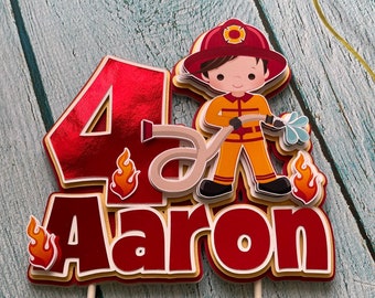 Fireman cake topper, Firefighter topper, Fireman Party Decor , Firefighter Birthday, Party Decorations,Boy party decor