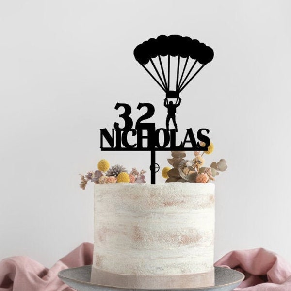 Skydiver cake topper,Fall in Love Skydivers Cake Topper,Skydiver Birthday Party, paratrooper cake topper, Parachuting Cake Topper
