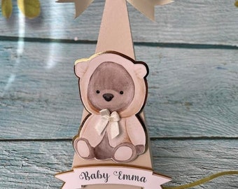 Teddy Bear Baby Shower Favor Box, Teddy Bear Personalized Gifts, Paper Box, Custom Chocolate Box, Party Favor Box, Bear Baby Shower,Set of 6
