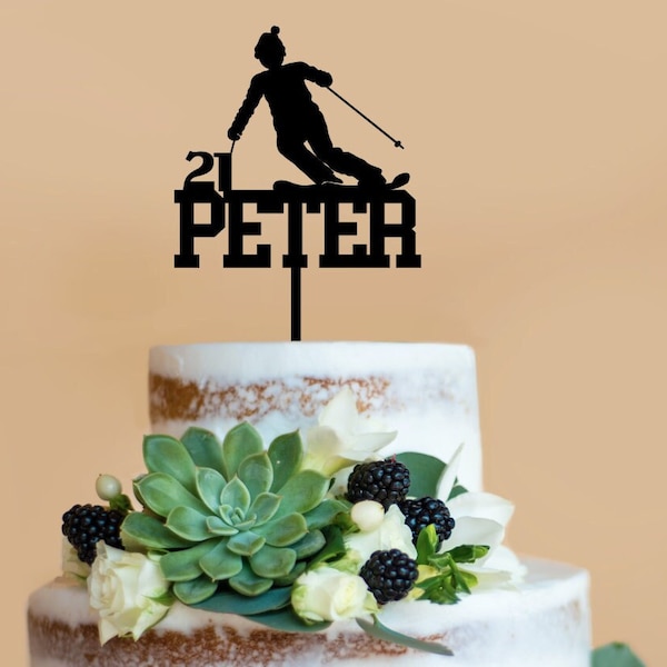 Ski cake topper, winter skiing party, skier cake topper, ski birthday party,  winter cake topper, ski cake, Winter party decor, winter table