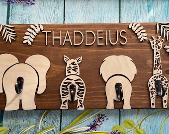 Animal Butt Sign, Animal Hooks Sign, Safari Nursery Sign, Nursery Room Decor, Safari Nursery Decor, Baby Shower Gift, First birthday gift.
